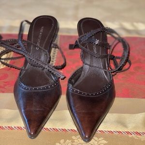 Nine West Studios brown leather wrap up the calves
